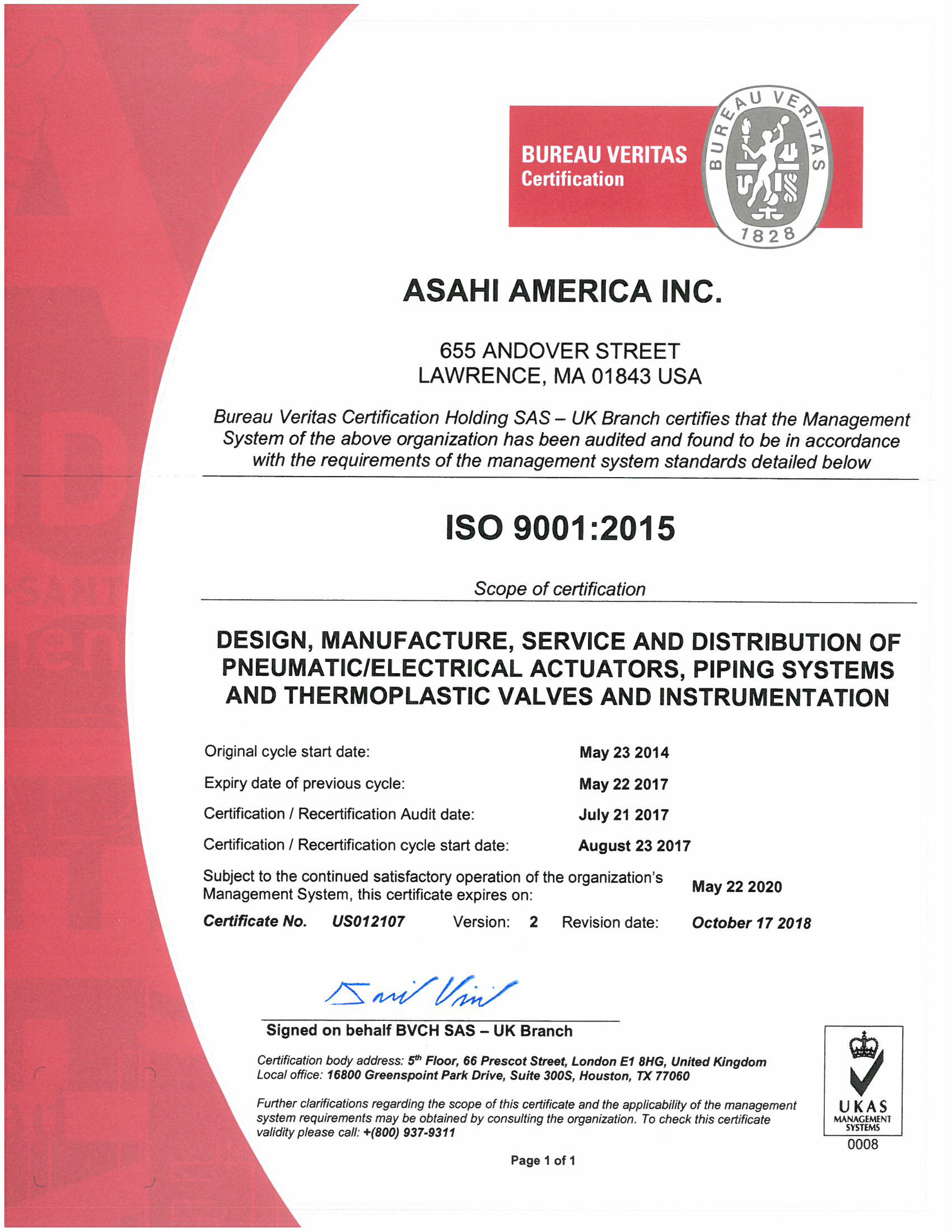 Asahi 493868 Final certificate