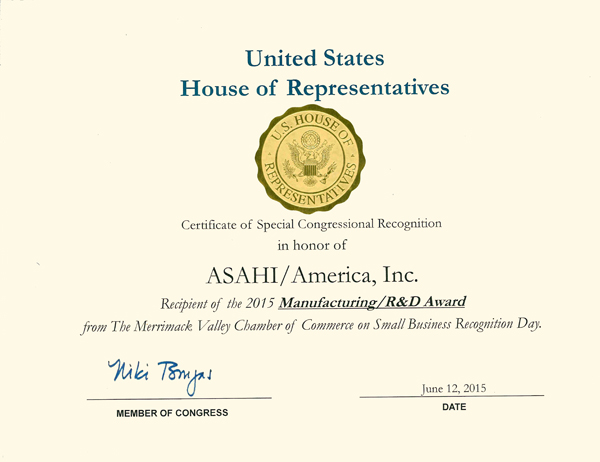 House of Rep Award 2015